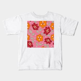 Chintzy floral repeat pattern in pink Kids T-Shirt